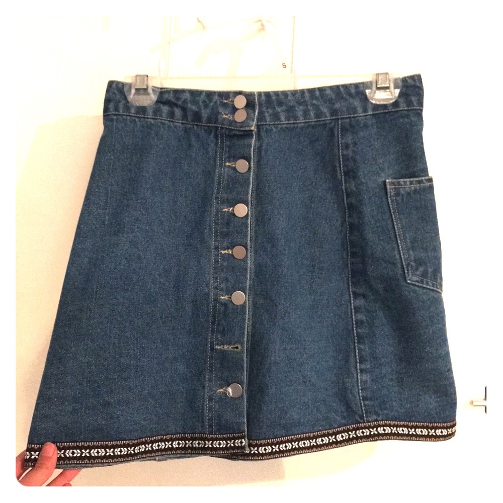 A-Line Button Down Denim Skirt